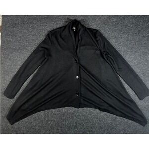 Talbots Petites Womens Black Asymmetrical Waterfall Cardigan Sweater Size XL